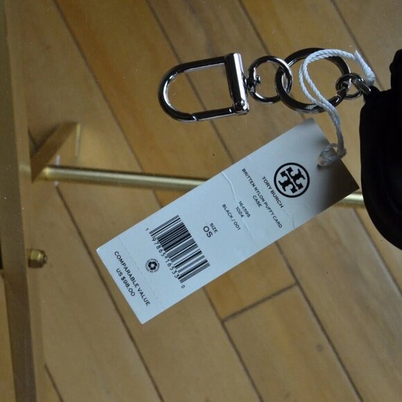 Tory Burch Britten Nylon Puffy Card Case Black - Picture 4 of 8